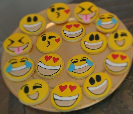 Emoji sugar cookies, decorated with royal icing.