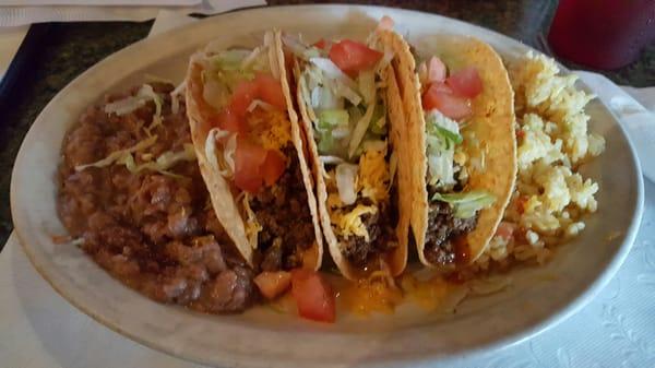 Tacos with beans and rice