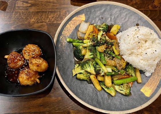 Hibachi scallops and vegetables