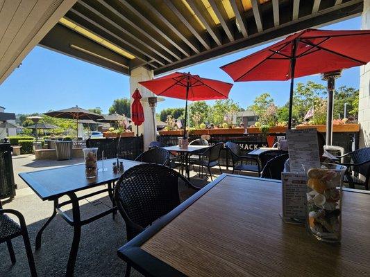 Outside shaded patio seating