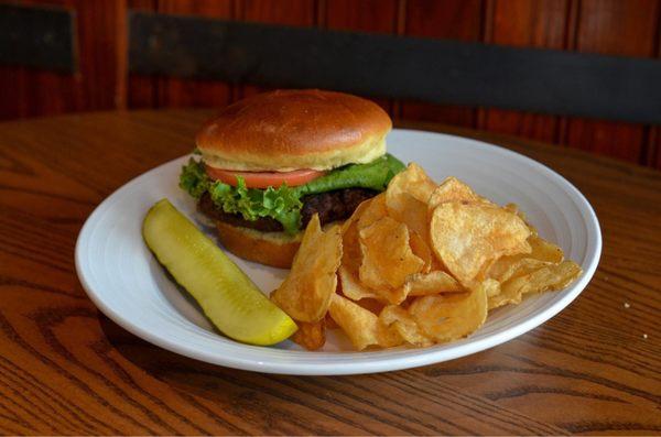 Burger and chips