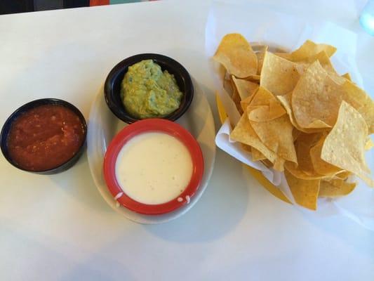 The free chips and salsa, and under $5 guacamole and spicy cheese dip.