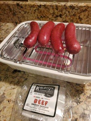 Beef Sausage flavor from my favorite Meijer store in Michigan on sale!  Yum On Super Bowl Sunday! 2/7/2021