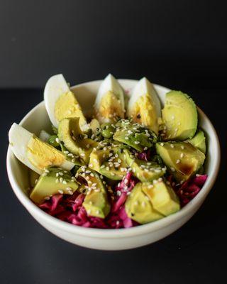 Vegetarian Poke bowl creation