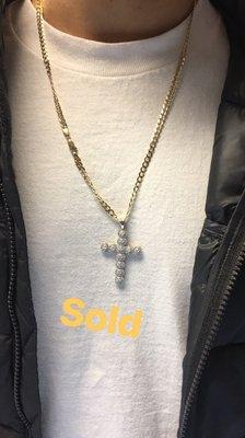 Diamond cross with nice chain! All 14k Italian gold