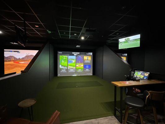 3 golf bays powered by Trackman.  Rent by the hour, up to 6 people per bay.