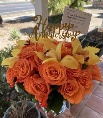 Anniversary roses and flowers delivered by San Fernando Florist designed by the amazing Patty from my sweet husband.