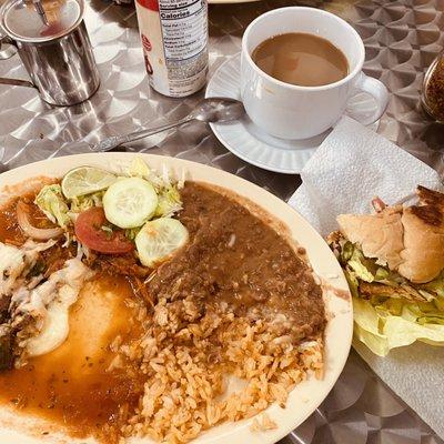 Chile rellenos, chicken torta & coffee