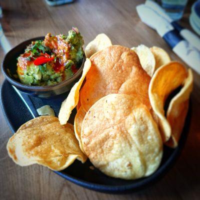 Unique chips and fresh guacamole.