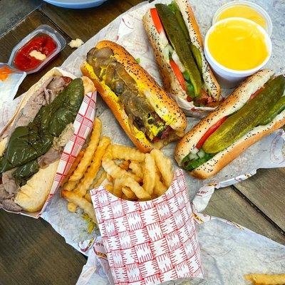 Chicago Dog, Jumbo Polish, beef combo!