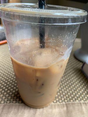 Iced caramel americano with cream