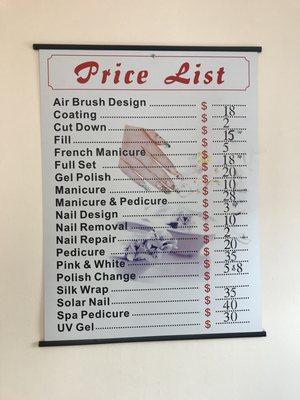 Price list as of 7/20/18