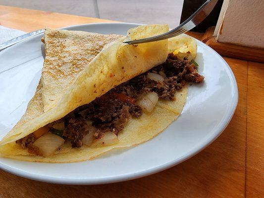 Steak bomb savory crepe