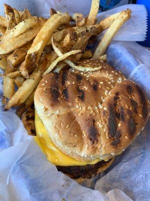 Burger with fries