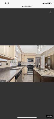 Marble on island and corian on the counter.