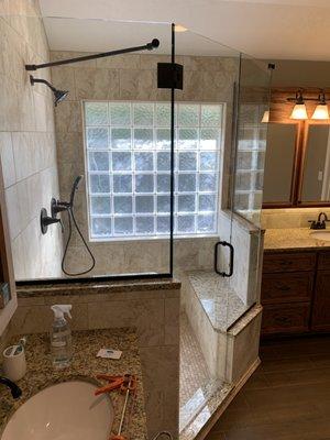 heavy glass shower enclosure