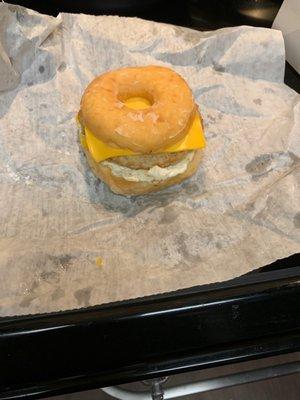 Sausage egg and cheese Cake Donut