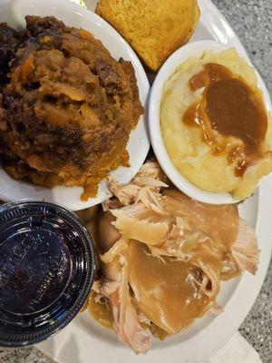 turkey special. mashed sweet potatoes and white potatoeswith gravy