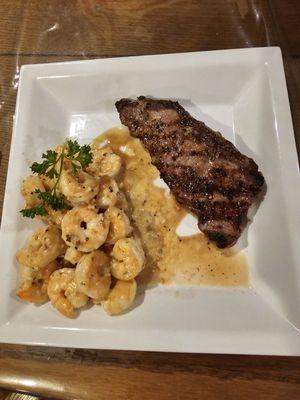 Garlic shrimp & NY steak!