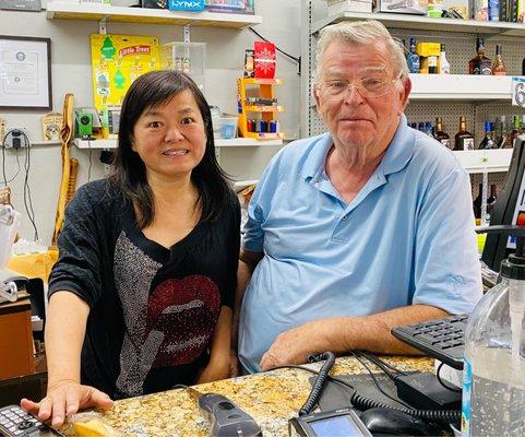 Sunny & Ed Martell inside their market.