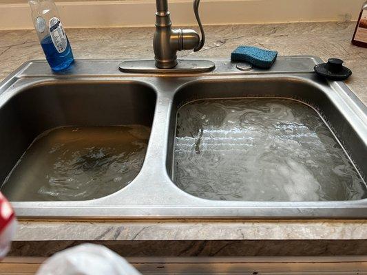 Backed up sink