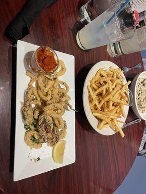 Lemonade, Calamari, parmesan truffle fries