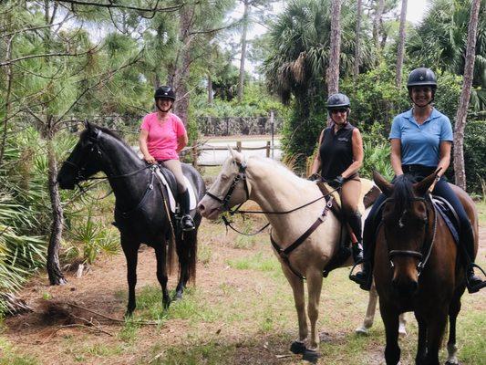 Dr. Amy M Gill riding her Cremello horse Caesar in Florida