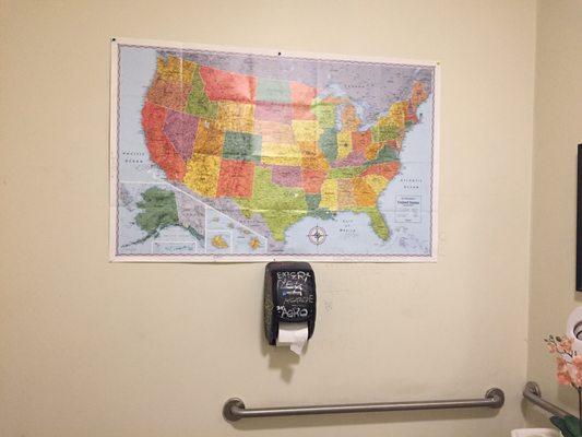 Who puts a map in their bathroom? That's just amazing!