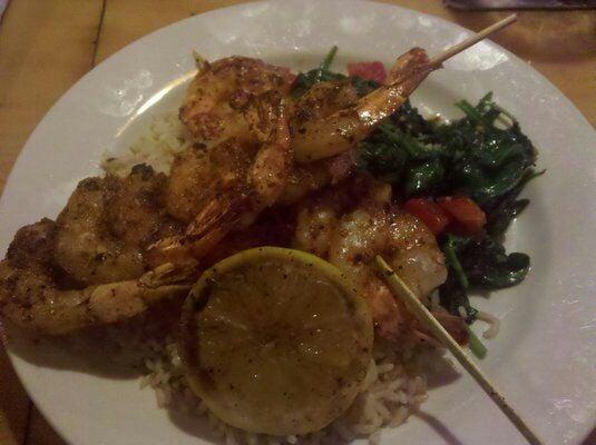 Skewered shrimp dinner