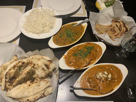 Dinner - Dahl Makani, Naan, Lacha Parantha, Malai Kofta, And Chicken Tikka Masala