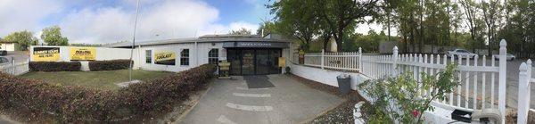 Panoramic shot of the entrance to the parts yard.