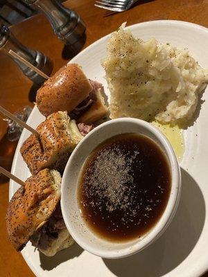 French dip with mashed potatoes