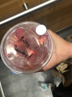 Strawberry Refresher - with a sweet pick me up message :)