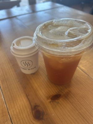 Cortado (small) and iced apple cold fashioned