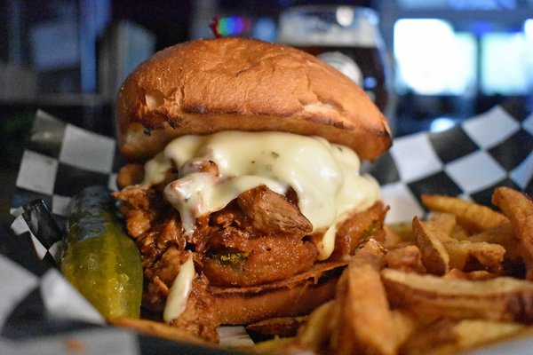 Chicken & Pickle Sandwich with grilled chicken and fried pickle spear