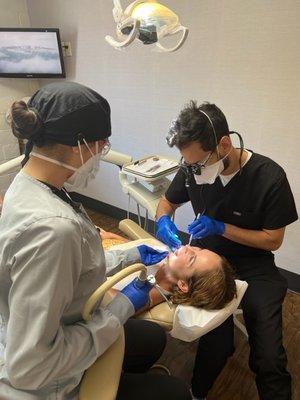 Dr. Mahdy taking care of Dr. Lamoureux's dental needs!!!