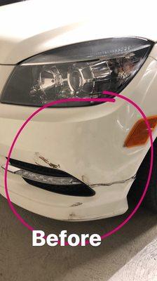 Before- cracked plastic bumper