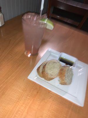 Paloma cocktail + fresh bread