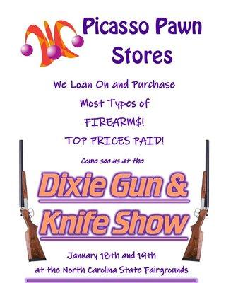 I love that Picasso Pawn is having a gun show in Durham NC !!