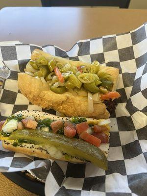 Vienna hot dog and Italian sausage