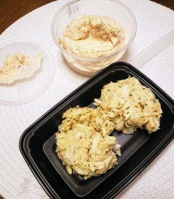 Smoked salmon pate and crab cakes