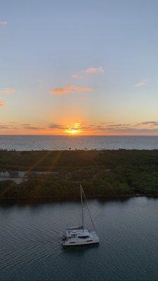 Sunrise and sailboat along the Intracoastal Waterway