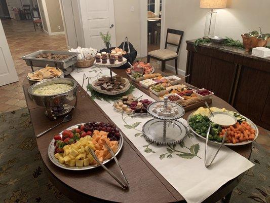 Fresh fruit and fresh vegetables with ranch dip