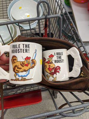 The funniest mugs for my friend who raises chickens.