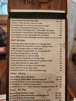 Wild Goat Bistro - wine menu