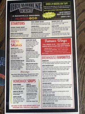 Food Menu as of 12/24/21