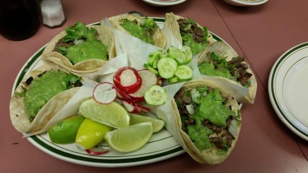 Beef and pork tacos