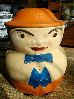 1930's roly poly cookie jar in awesome condition