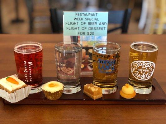 Flight of beer and dessert!  Yummmm!