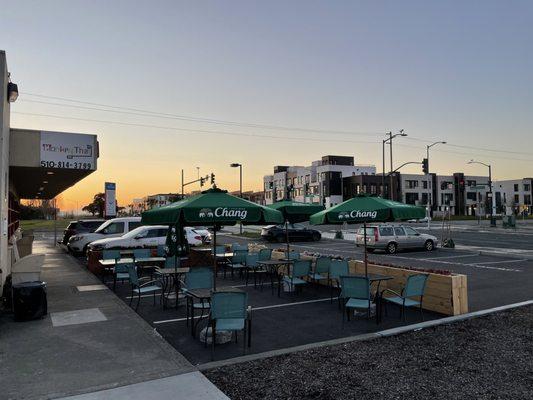 Patio area and Leeward Crest, Corsair Flats and Aero down the street